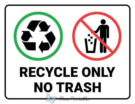 Printable Recycle Only No Trash Sign