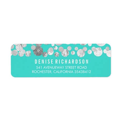 Faux Silver Foil Confetti Teal Label | Zazzle | Silver foil, Teal, Silver