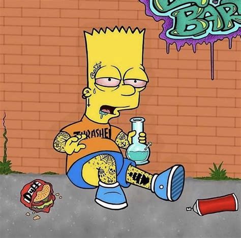 Download Bart Simpson Relaxing with Weed Wallpaper | Wallpapers.com