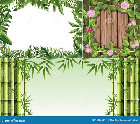 Beautiful Flower Nature Border Stock Vector - Illustration of pattern, green: 121063591