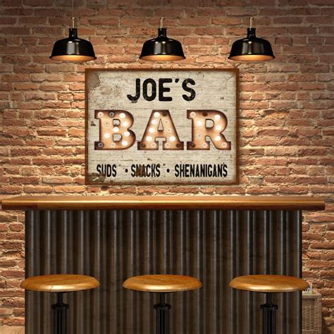 Personalized Bar Sign, Christmas Gift for Him, Vintage Gifts, Large Canvas Wall Art, Vintage ...