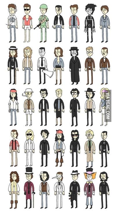 All the roles of Johnny Depp in a single image - 9GAG