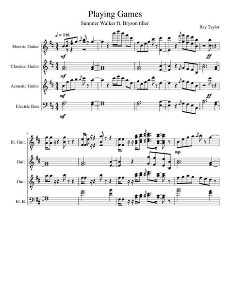 Playing games – Summer Walker Sheet music for Guitar, Guitar, Bass ...