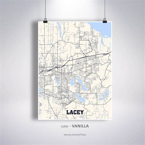 Lacey Map Print Lacey City Map Washington WA USA Map Poster | Etsy