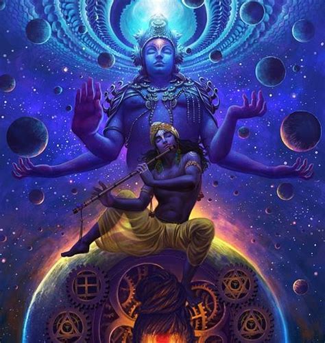 Lord Vishnu, the caretaker of this universe with his 8th avatar Lord Krishna. : r/hinduism