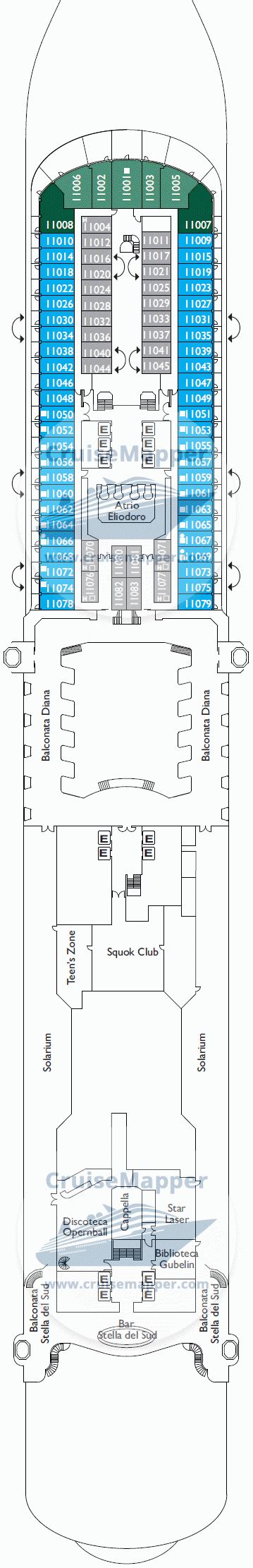 Costa Diadema deck 11 plan | CruiseMapper