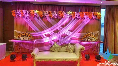 Reception stage 1 - SLN Flower Decoration | Engagement stage decoration, Wedding stage design ...