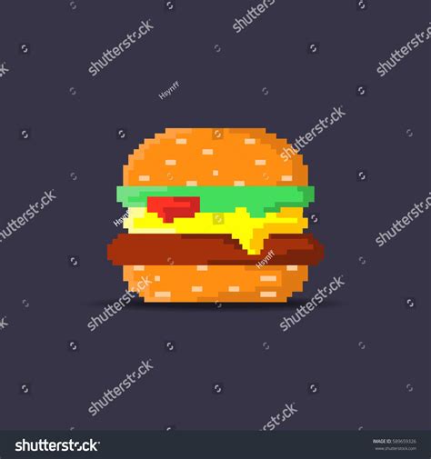 Hamburger Pixel Art Illustration, 8Bit Burger Icon #Ad , #sponsored, # ...