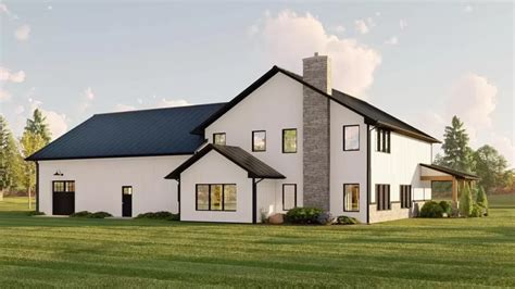 Barndominium with 2-Story Living Room and 4-Car Tandem Garage