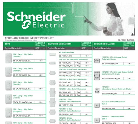 Schneider Switches Price List PDF 2021 Download