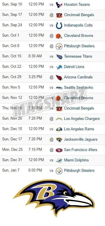 2024 Ravens Schedule - Eyde Oralie