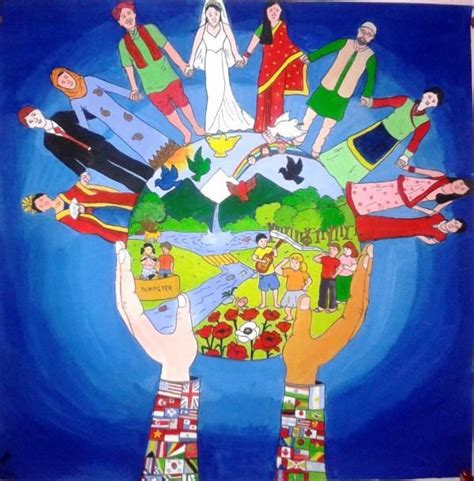 the world of peace and harmony | Peace art, Art drawings for kids, Peace poster