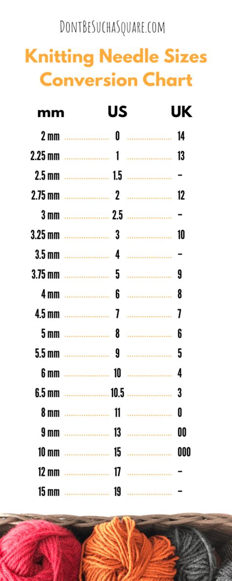 Knitting Needle Size Conversion Chart – Don't Be Such a Square