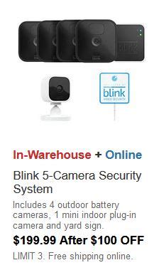 Costco - Blink 5 Camera Security System - 4 Outdoor Battery Powered Cameras, 1 Mini Indoor Plug ...