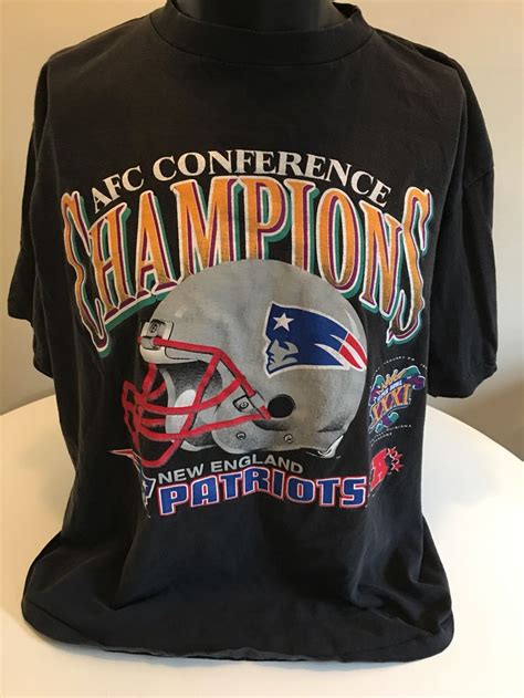 Vintage New England Patriots T-Shirt, 1996 AFC Champions, Super Bowl ...