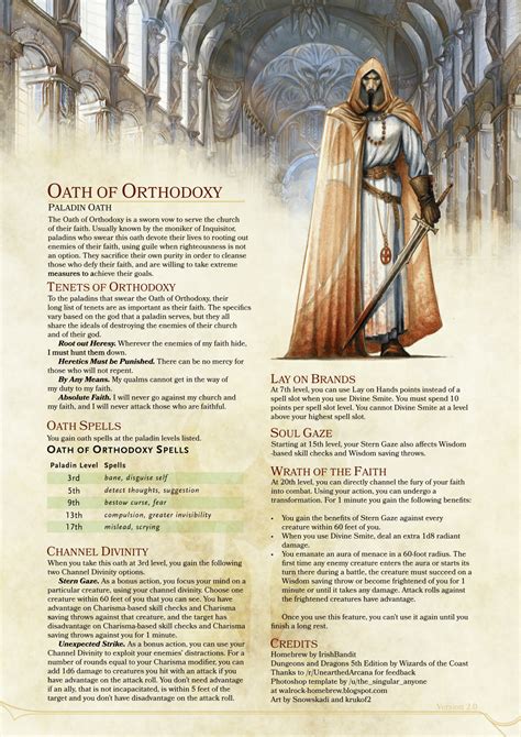 DnD 5e Homebrew — Oath of Orthodoxy Paladin by IrishBandit