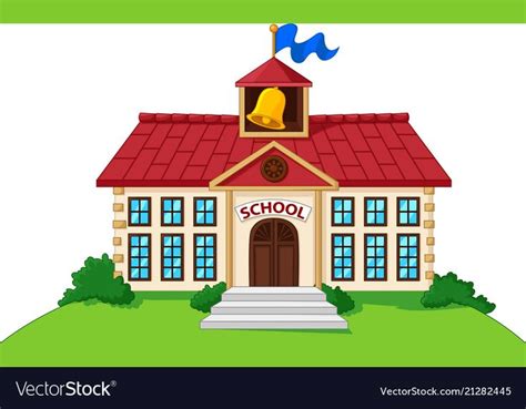 Cartoon school building isolated on white background. Download a Free Preview or High Quality ...