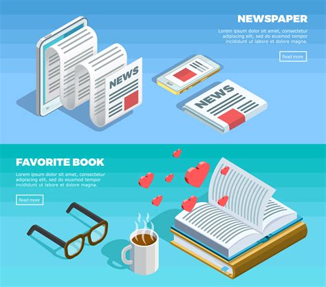 Isometric Reading Banner Set 460929 Vector Art at Vecteezy