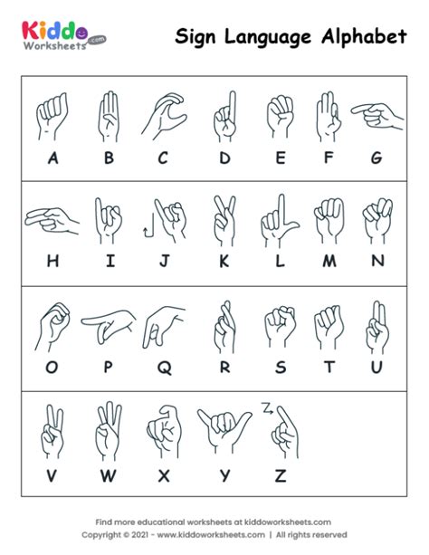 Free Printable sign language alphabet Worksheet - kiddoworksheets ...