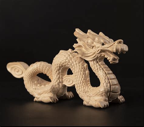 Wood Craft Dragon Sculpture & Statue Fengshui Good Fortune and ...