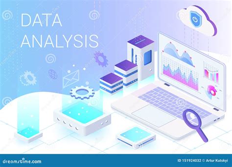 Data Analysis Isometric Web Banner Vector Template Stock Vector ...