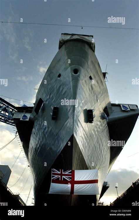 Aircraft carrier HMS ILLUSTRIOUS in dry dock at Roysth naval dockyard ...