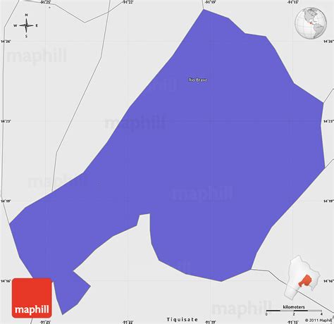 Political Simple Map of Rio Bravo, single color outside, borders and labels