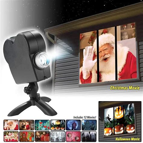 Window Display Christmas Projector Lamp 12 Movies Projector Light Laser LED Projection Light ...