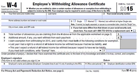 W4 2015 Form Printable | W4 Form 2021