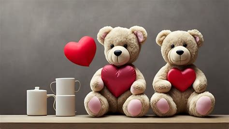 Premium AI Image | Two teddy bears with a red heart on their chest