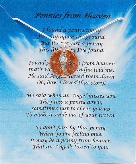 Pennies From Heaven Penny Necklace Angel Wing Memorial | Etsy | Pennies from heaven, Letter from ...