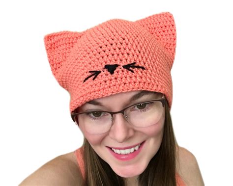 Kitty Cat hat crochet beanie with pussycat ears adult size | Etsy