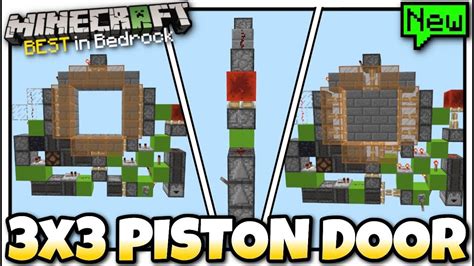 Minecraft - 3x3 PISTON DOOR ( 1-WIDE & No-Jam ) [ Redstone Tutorial ] MC... Redstone, Pocket ...