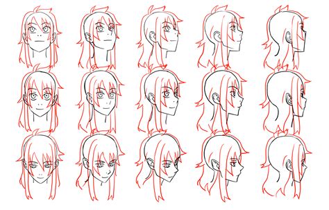 Anime Heads At Different Angles Drawing at GetDrawings | Free download