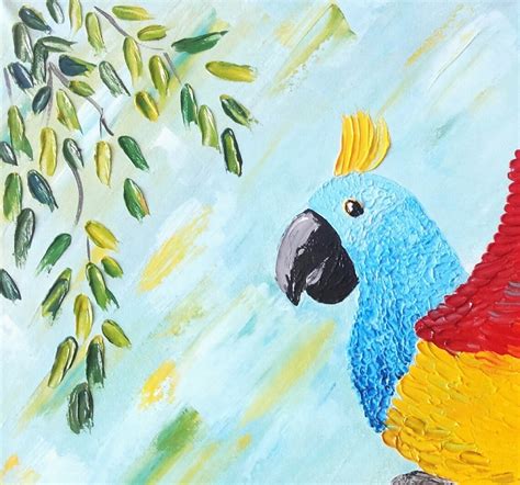 The picture Rainbow parrot. Oil painting. Original | Etsy