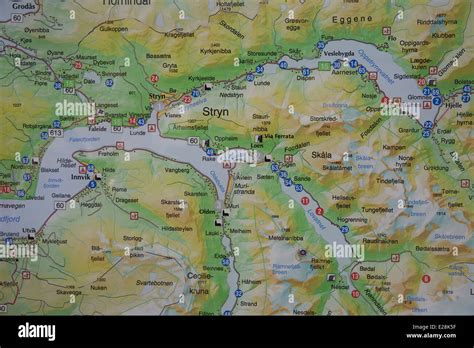 Map of Olden and the Nord Fjord in Norway Stock Photo - Alamy