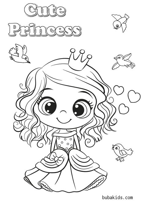 Cute princess with beautiful eyes coloring page | Cartoon coloring pages, Coloring pages ...