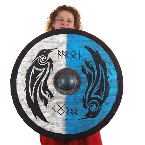 Double Ravens Personalized Viking Shield, Norsman shield, Wall decor, Larp and reenactment, SCA ...