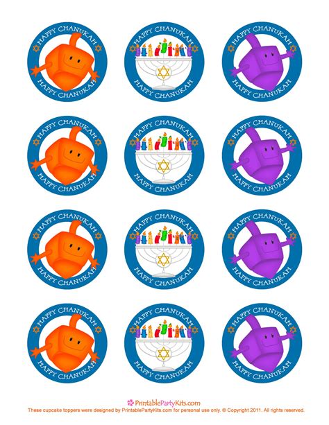 Hanukkah Cupcake Pick Decorations | Printable Party Kits