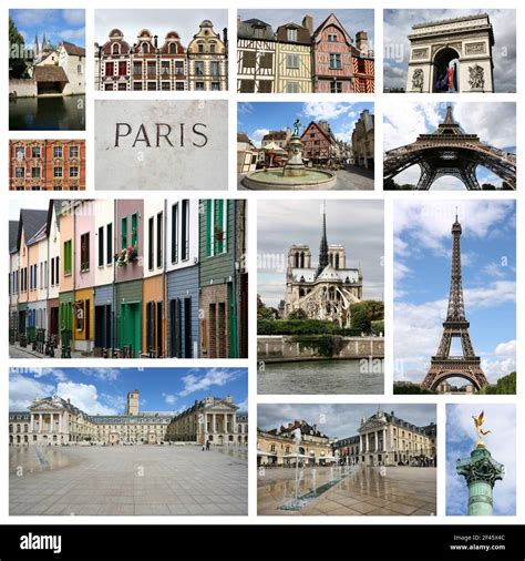 Travel collage from France. Collage includes famous places like Paris ...