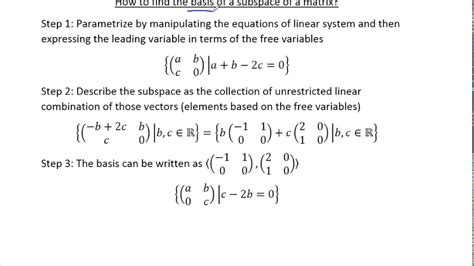 How to find the basis of a subspace of a matrix? - YouTube