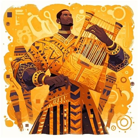 Premium Vector | Guinean Man in Traditional Balafon Players Outfit