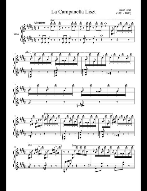 La Campanella Liszt sheet music for Piano download free in PDF or MIDI