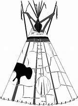 Coloring tepee Native American Dwelling Picture sketch template