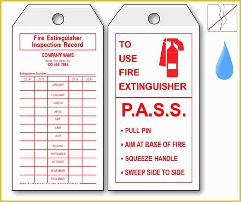 Free Fire Extinguisher Inspection Tags Template Of Monthly Fire Extinguisher Inspection Tags ...