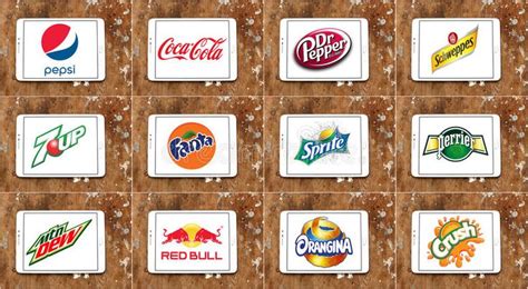 Soft drink brands and logos. Logos and brands of worldwide soft drinks ...