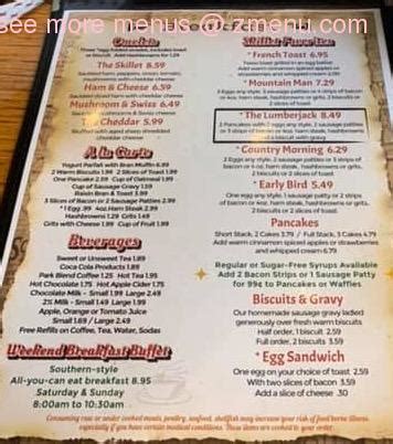 Menu at The Skillet restaurant, Mountain View