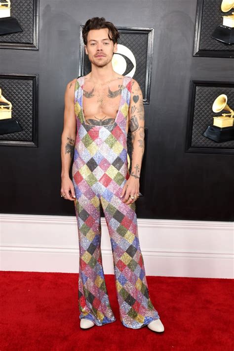 Harry Styles in a Swarovski-Encrusted Jumpsuit on the 2023 Grammys Red ...