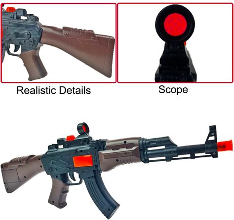 Buy AK-47 Kids Toy Machine Gun - 21" Electric Military Blaster with Flashing Lights, Shooting ...