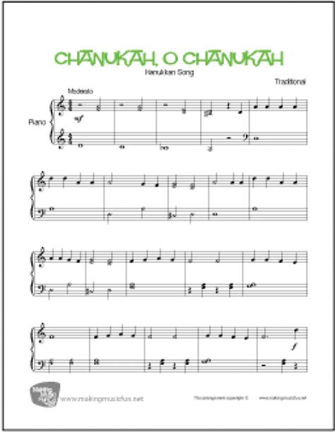 Chanukah O' Chanukah (Hanukkah Oh Hanukkah) | Easy Piano Sheet Music ...